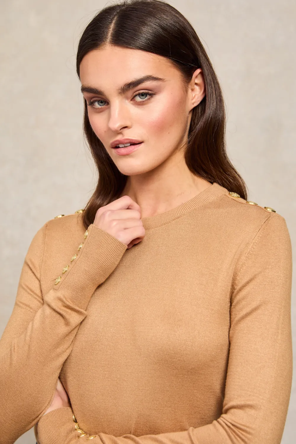 Holland Cooper Buttoned Knit Crew Neck<Women Knitwear