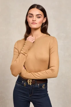 Holland Cooper Buttoned Knit Crew Neck<Women Knitwear