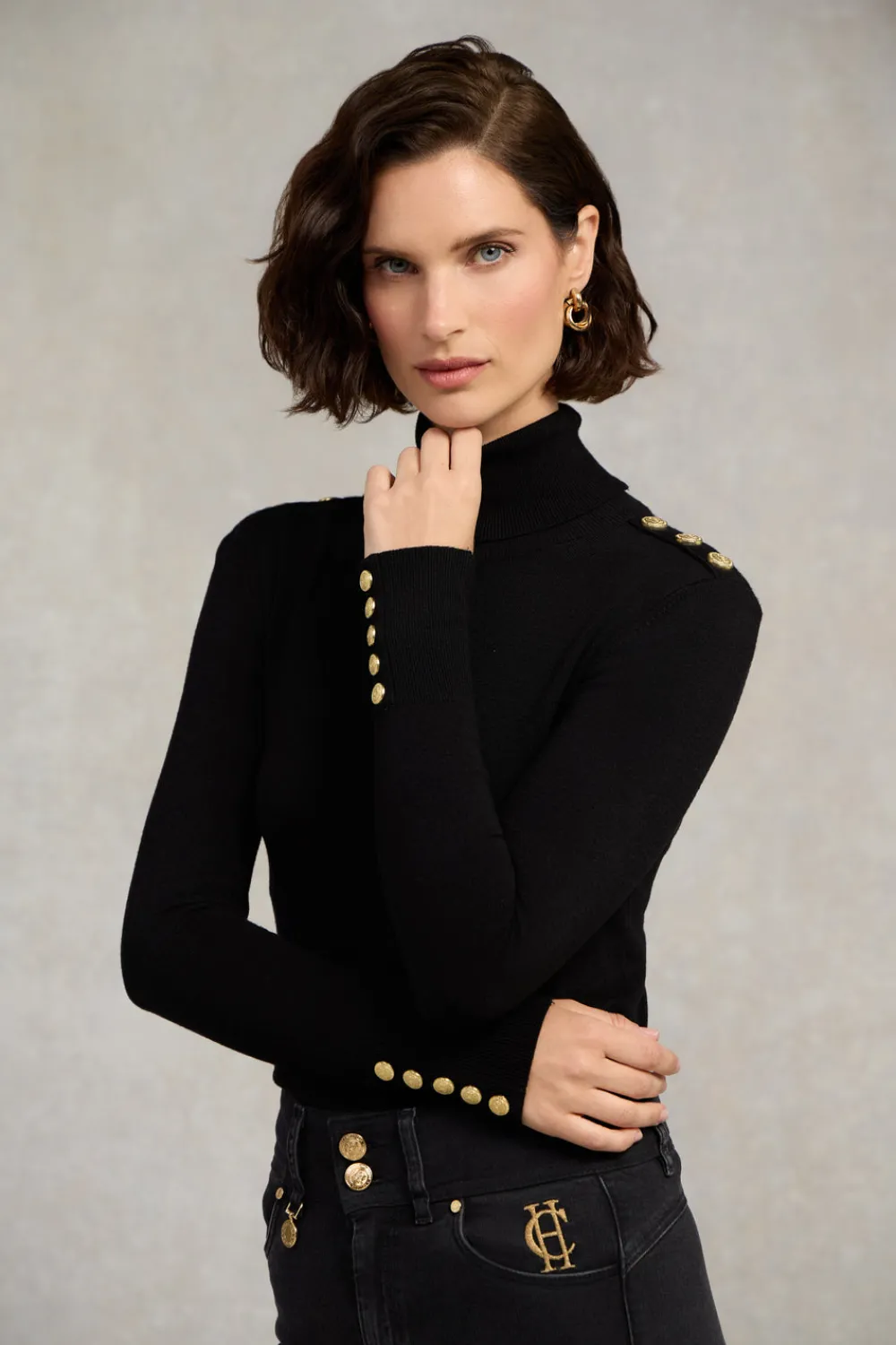 Holland Cooper Buttoned Knit Roll Neck<Women Knitwear