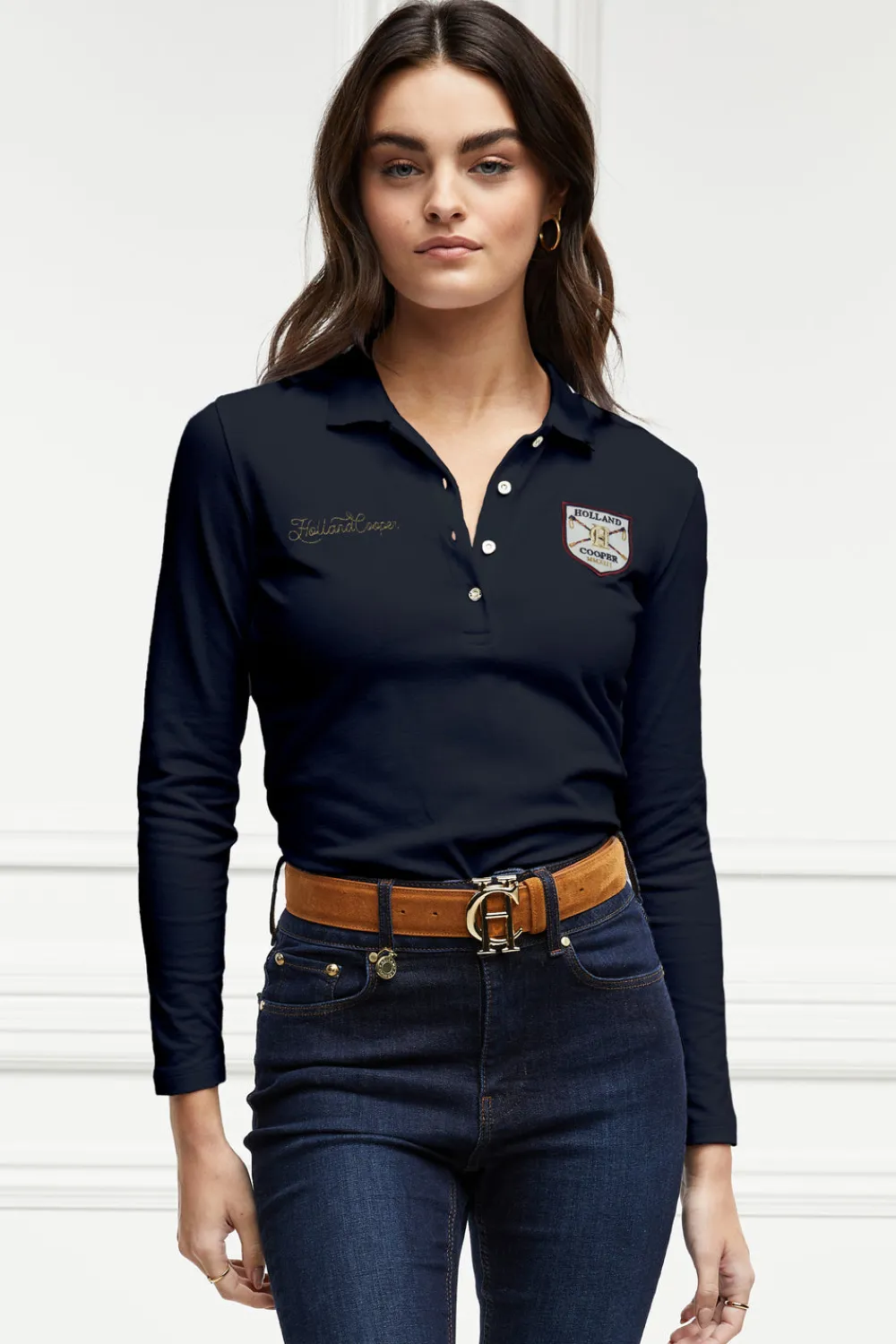 Holland Cooper Classic Long Sleeve Polo Shirt<Women Polo Shirts & Tees|Polo Shirts