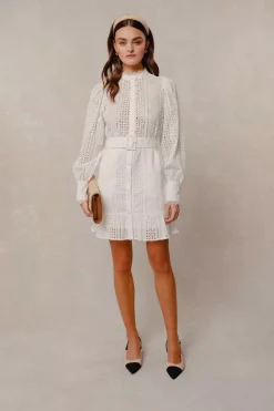 Holland Cooper Collarless Broderie Mini Dress<Women Dresses