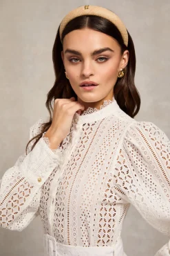 Holland Cooper Collarless Broderie Mini Dress<Women Dresses