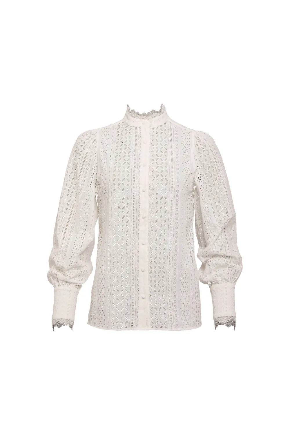Holland Cooper Collarless Broderie Shirt<Women Shirts & Blouses