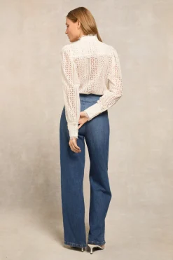 Holland Cooper Collarless Broderie Shirt<Women Shirts & Blouses