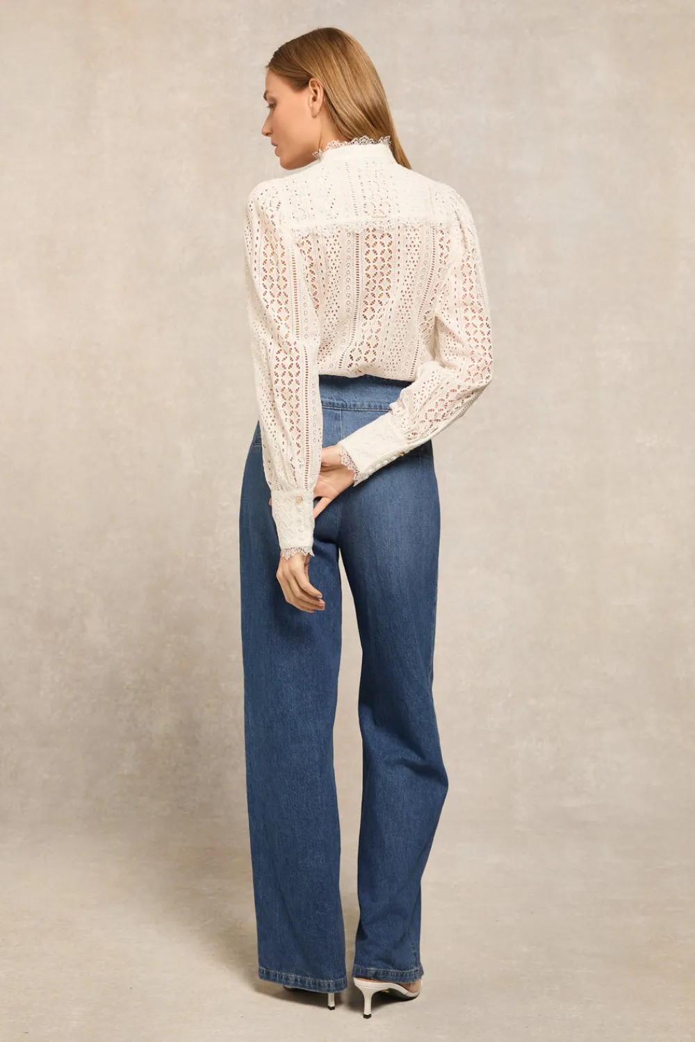 Holland Cooper Collarless Broderie Shirt<Women Shirts & Blouses