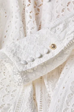 Holland Cooper Collarless Broderie Shirt<Women Shirts & Blouses