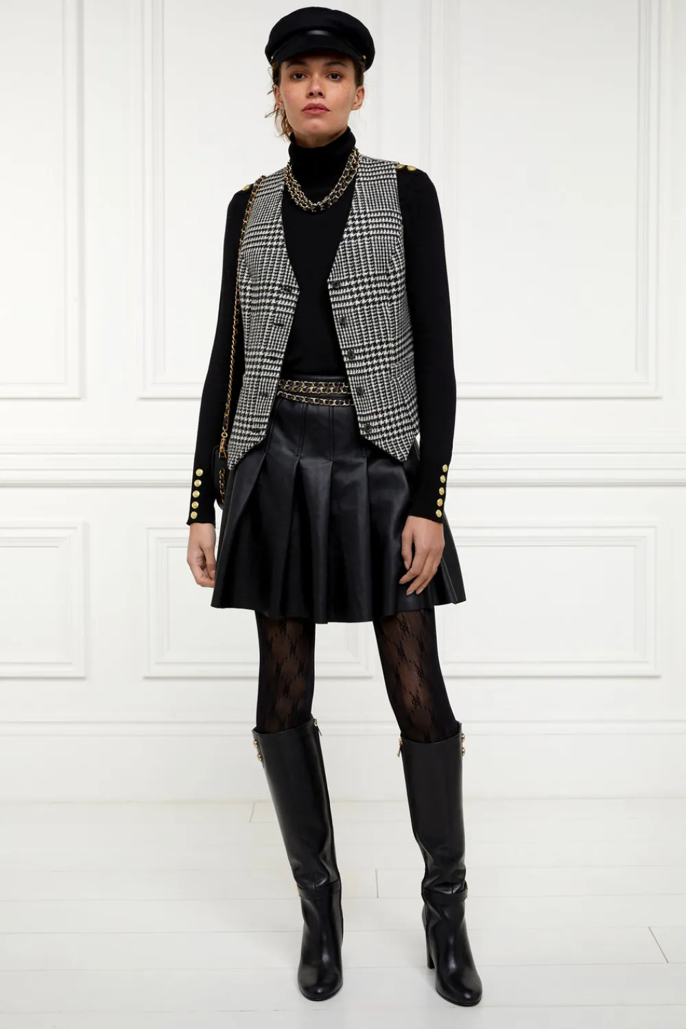 Holland Cooper Faux Leather Pleated Mini Skirt<Women Skirts