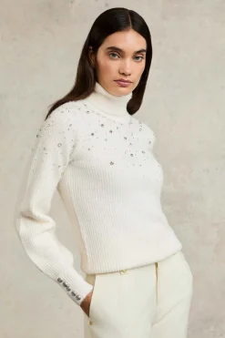 Holland Cooper Kelsie Rib Embellished Roll Neck<Women Knitwear