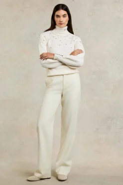 Holland Cooper Kelsie Rib Embellished Roll Neck<Women Knitwear