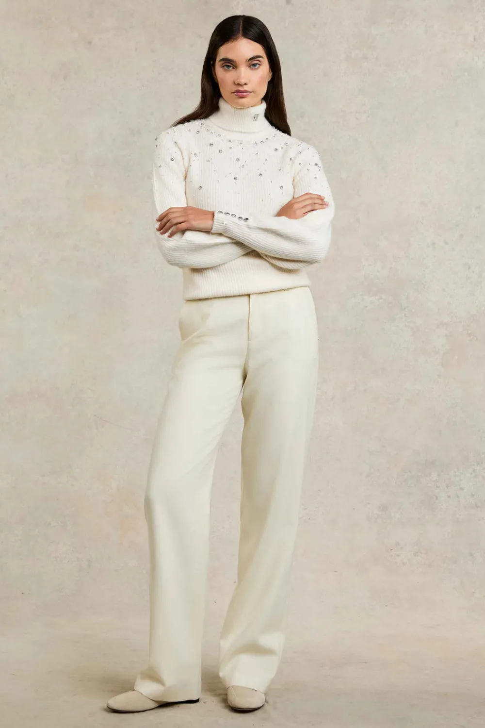 Holland Cooper Kelsie Rib Embellished Roll Neck<Women Knitwear