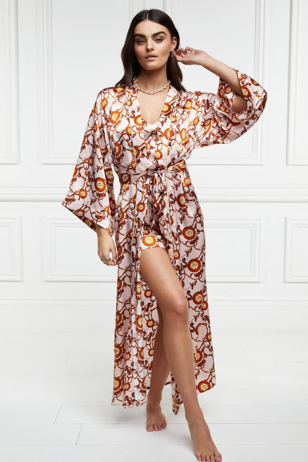 Holland Cooper Silk Full Length Dressing Gown<Women Sleepwear