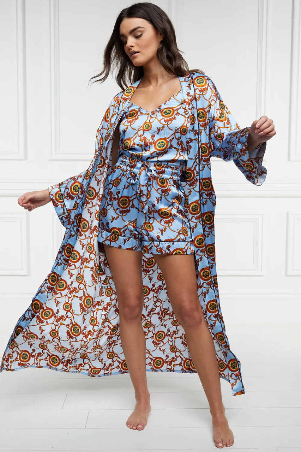 Holland Cooper Silk Full Length Dressing Gown<Women Sleepwear