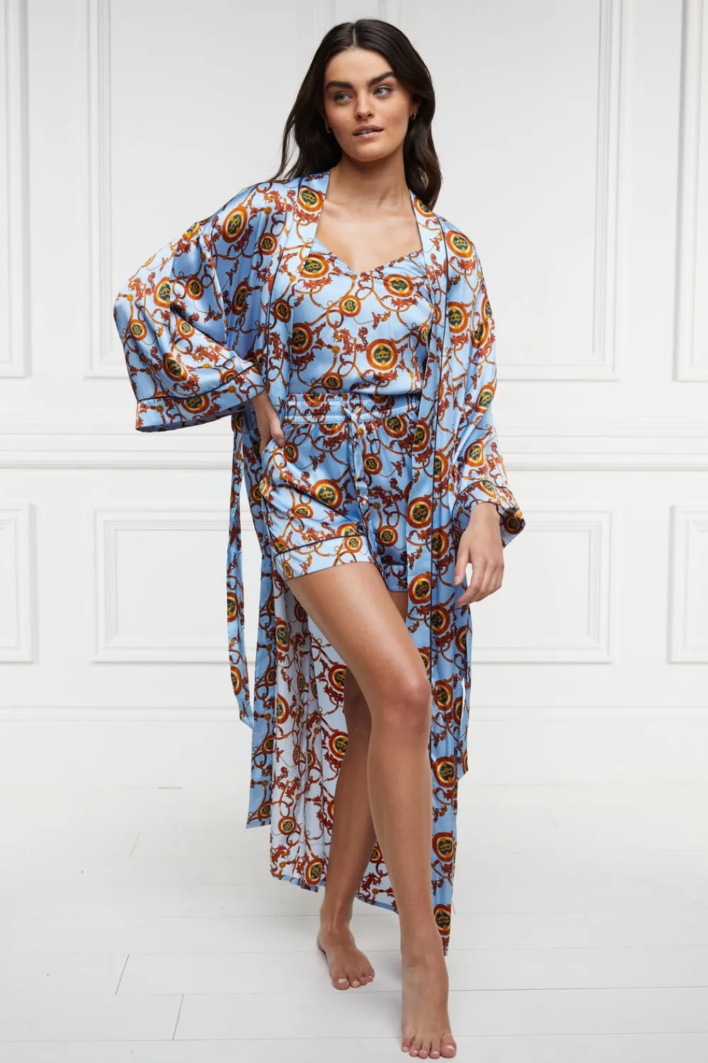 Holland Cooper Silk Full Length Dressing Gown<Women Sleepwear