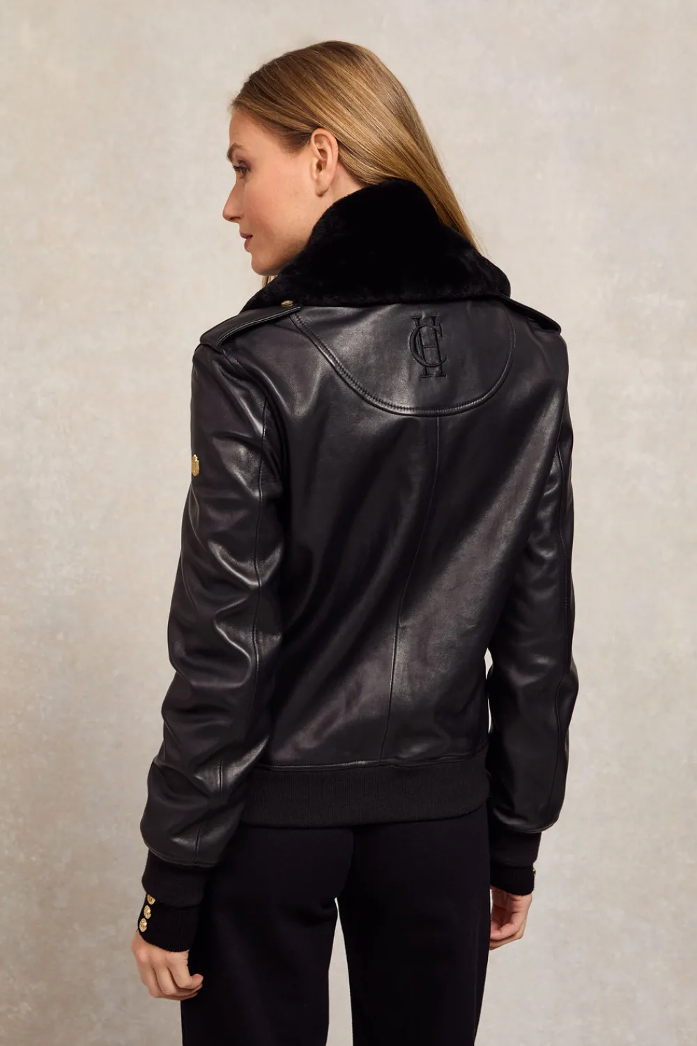 Holland Cooper Sloane Leather Bomber<Women Jackets