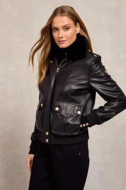 Holland Cooper Sloane Leather Bomber<Women Jackets